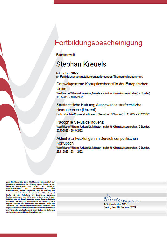 Fortbildungsbescheinigung 2022
